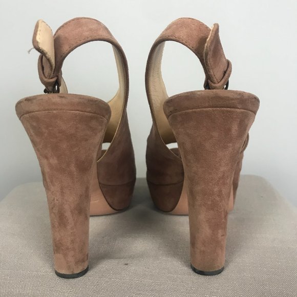 Prada Rose Suede Platform Heels, Size 36 - Picture 5 of 9